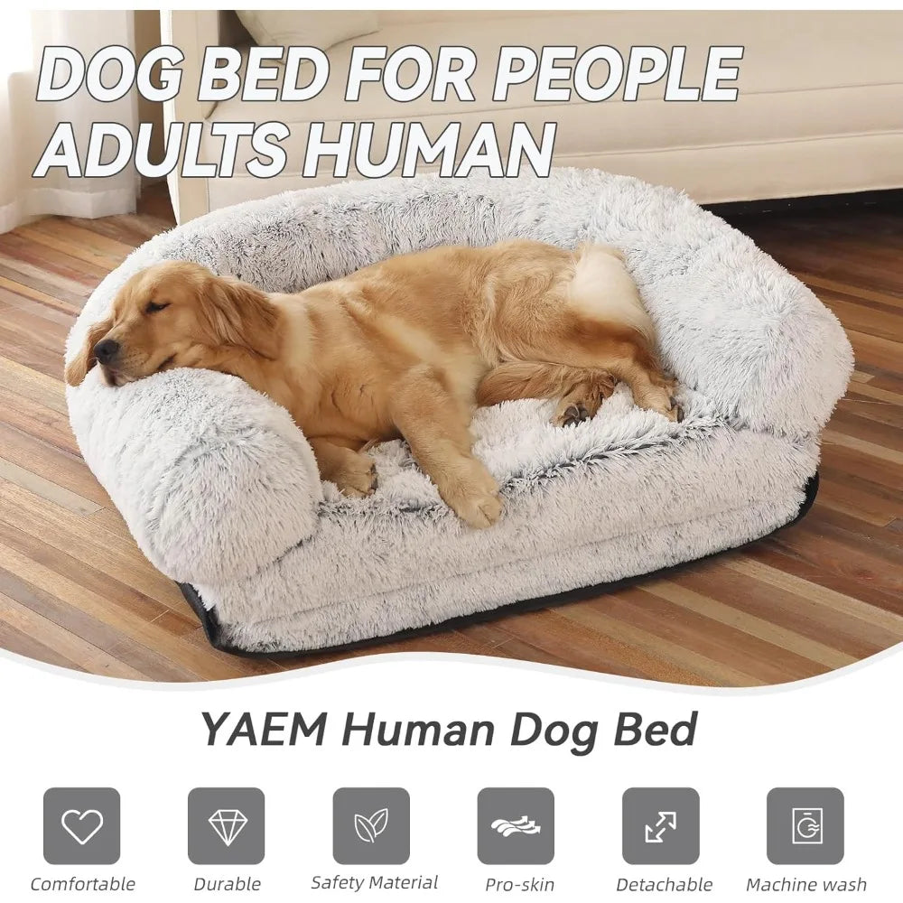 Ultimate Human Dog Bed | 74"x43"x9" Foldable Plush Bed for Large Dogs & Humans | Cozy, Washable, and Anti-Slip Design for Rest & Play