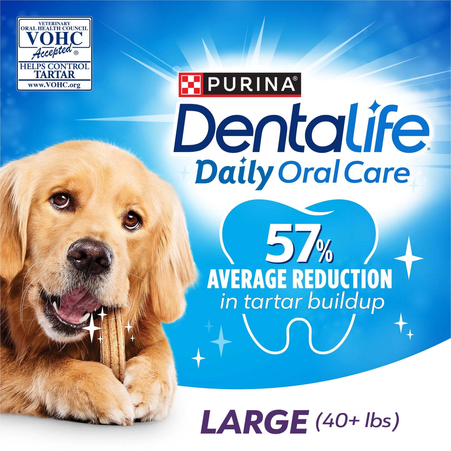 Purina Daily Oral Care Chicken Flavor Large Breed Dog Dental Chews – 20.7 Oz Pouch (18Ct)