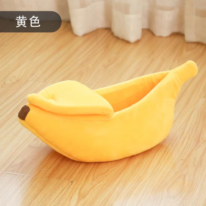 Pet Banana Shaped Warm Cat Nest Dog Nest Semi Closed Pet Nest Hamster Nest Pet Bed Sleeping Mat