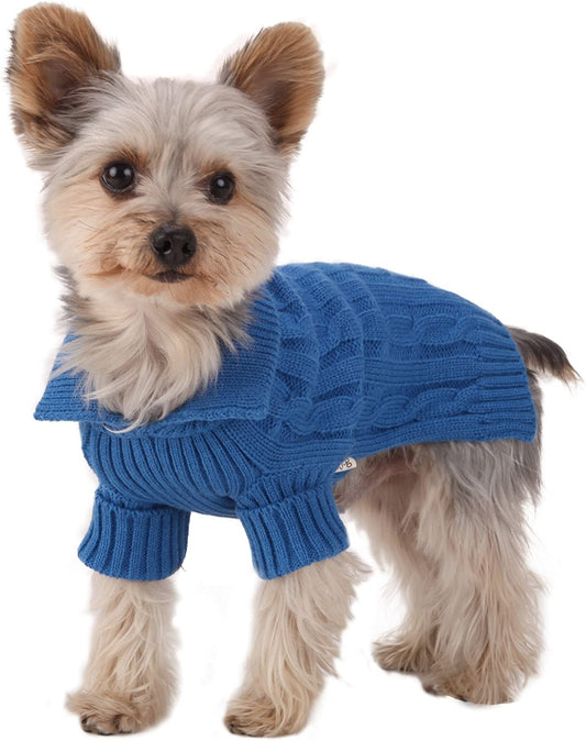 Cozy Blue Aran Dog Sweater 